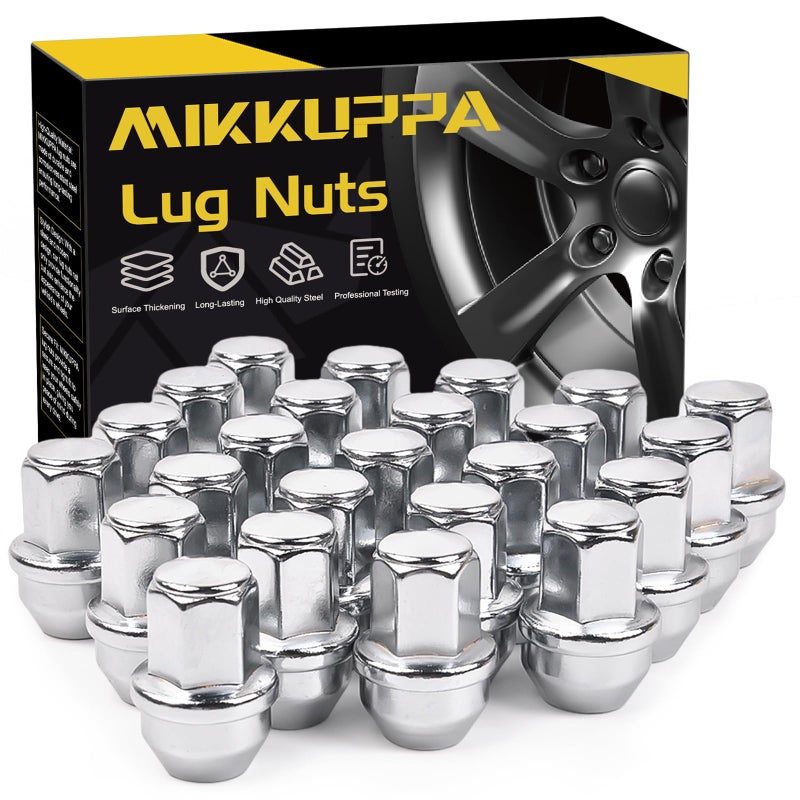 MIKKUPPA 24pcs M14x1.5 One-Piece Chrome OEM Factory Style Large Acorn Seat Lug Nuts Replacement for 2015-2023 Ford F-150 F150 Expedition Lincoln Navigator Factory Wheels - Image 1